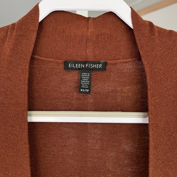 Eileen Fisher Tan Superfine Merino Wool Open Cardigan Sweater Size XS - Picture 2 of 4
